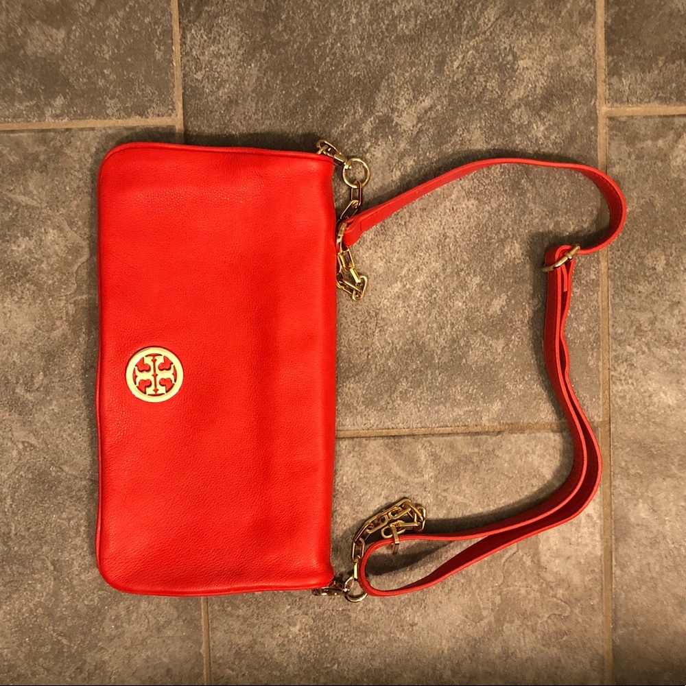 Tory Burch poppy red clutch